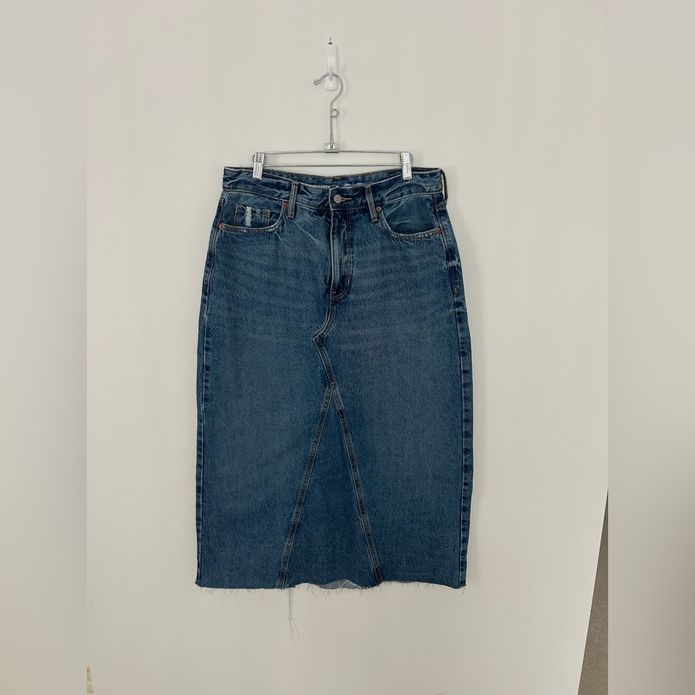 Old Navy Women's Blue High Rise Secret Smooth Pockets denim Skirt